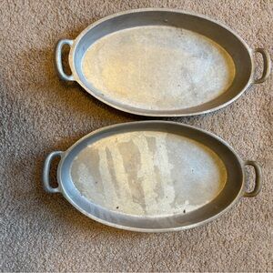 Oval pewter Baking Dishes - Set of 2